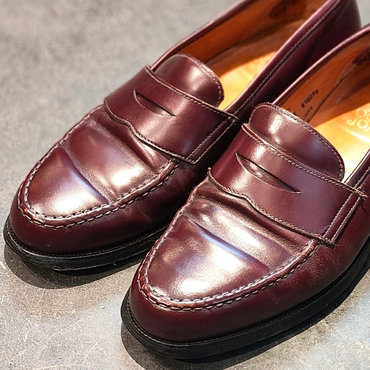 【Crockett&Jones】クロケット&ジョーンズ ボストン ローファー カーフ バーガンディ サイズUK6E 314ラスト