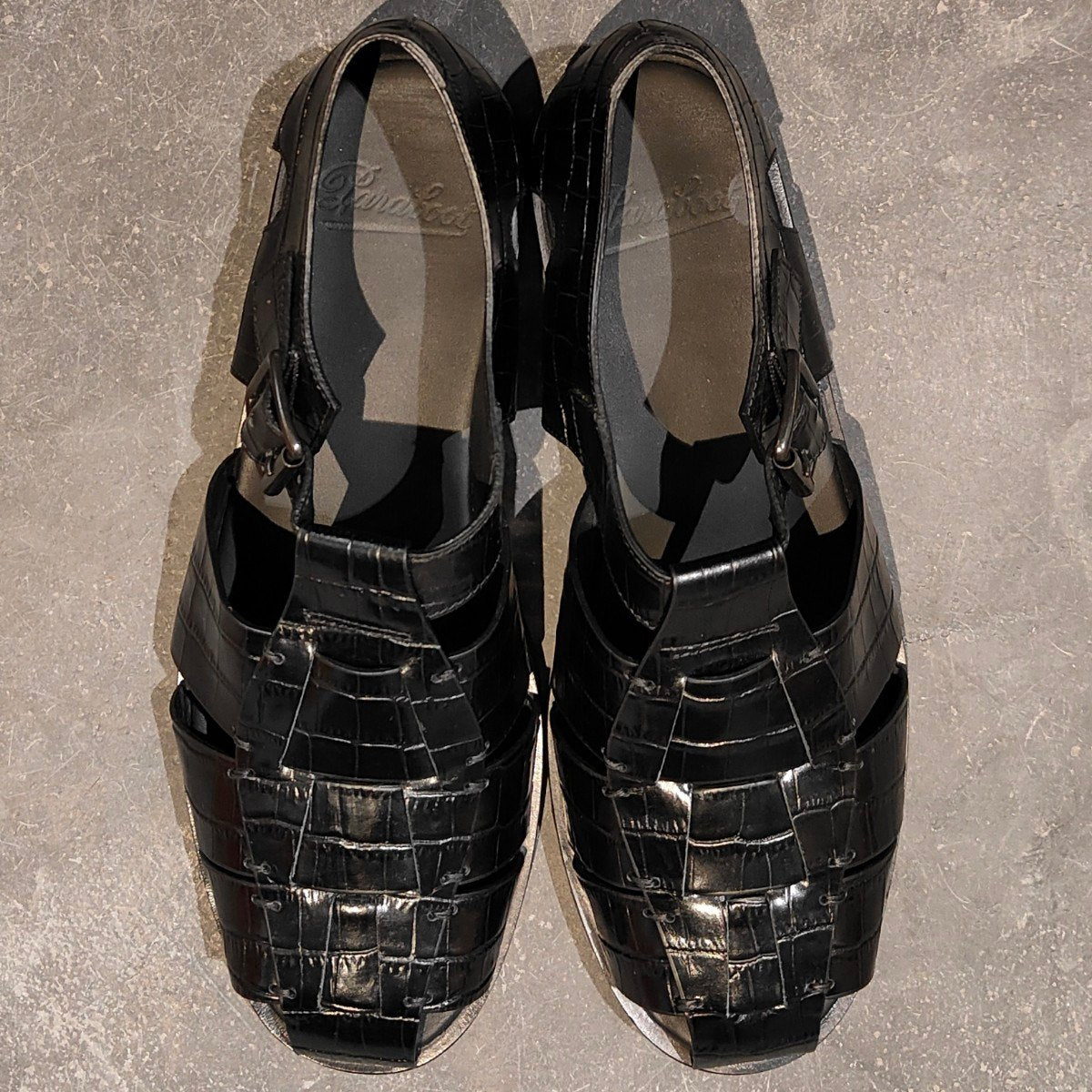 試着程度【Paraboot】パラブーツ パシフィック グルカサンダル  クロコ型押し ブラック サイズ42