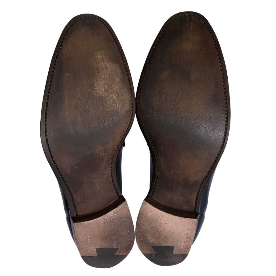 希少 美品 【CROCKETT & JONES】クロケット&ジョーンズ ロムジー ローファー コードバン アンラインド ネイビー サイズUK9E 375ラスト
