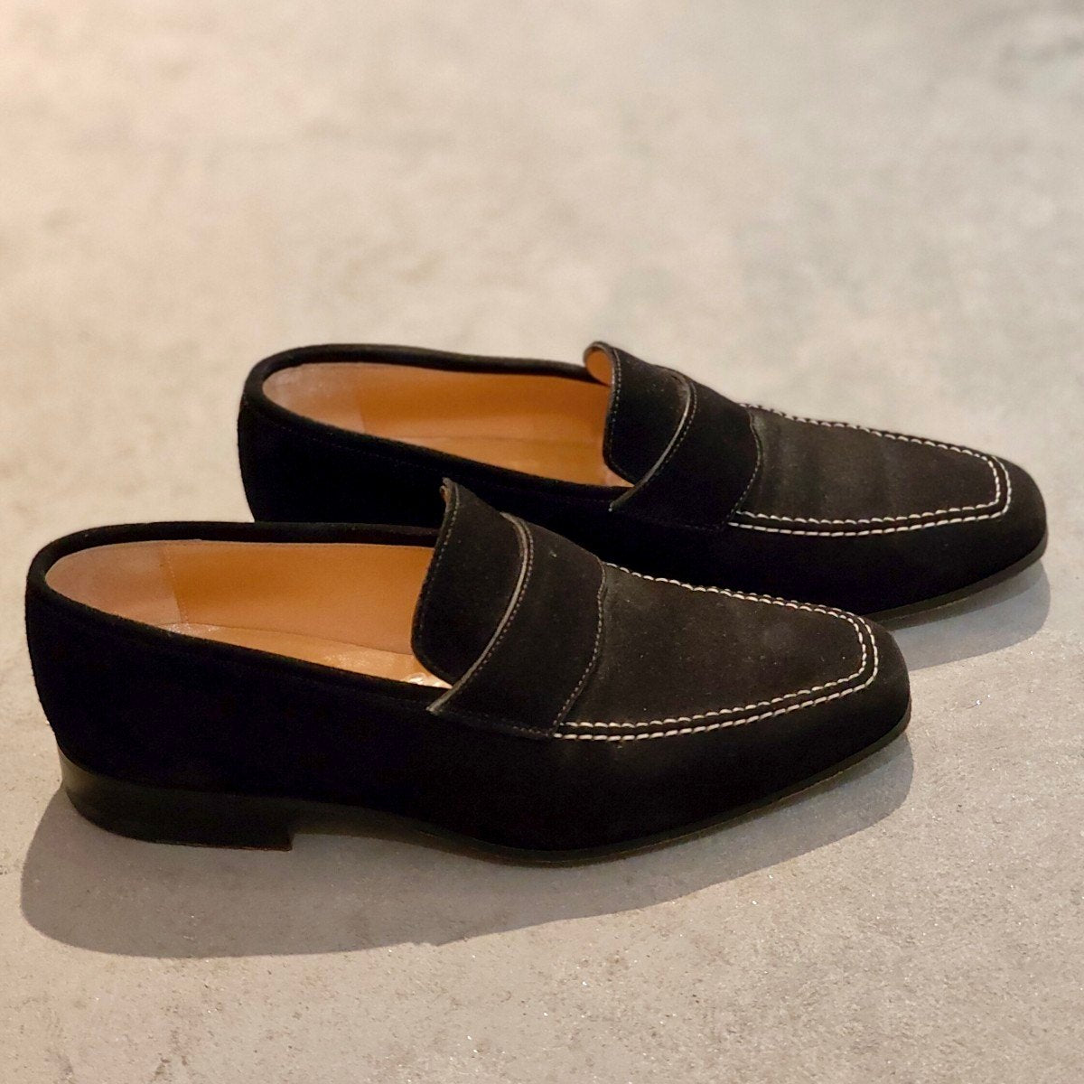 美品【AUBERCY】オーベルシー ローファー スエード ブラック サイズUK6.5