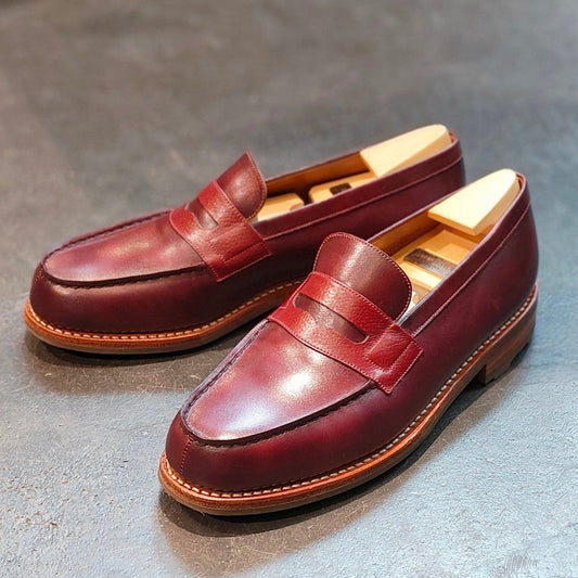 使用数回 パターンオーダー品 【J.M.WESTON】ジェイエムウエストン 180 シグニチャーローファー ボカルーカーフ×グレインレザーコンビ バーガンディ サイズ UK7C 41ラスト 定価¥151,800-