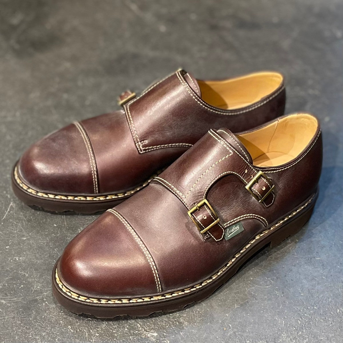 新品未使用【Paraboot】パラブーツ ダブルモンク ウィリアム カーフ マロン サイズ UK6.5 定価¥96,800-