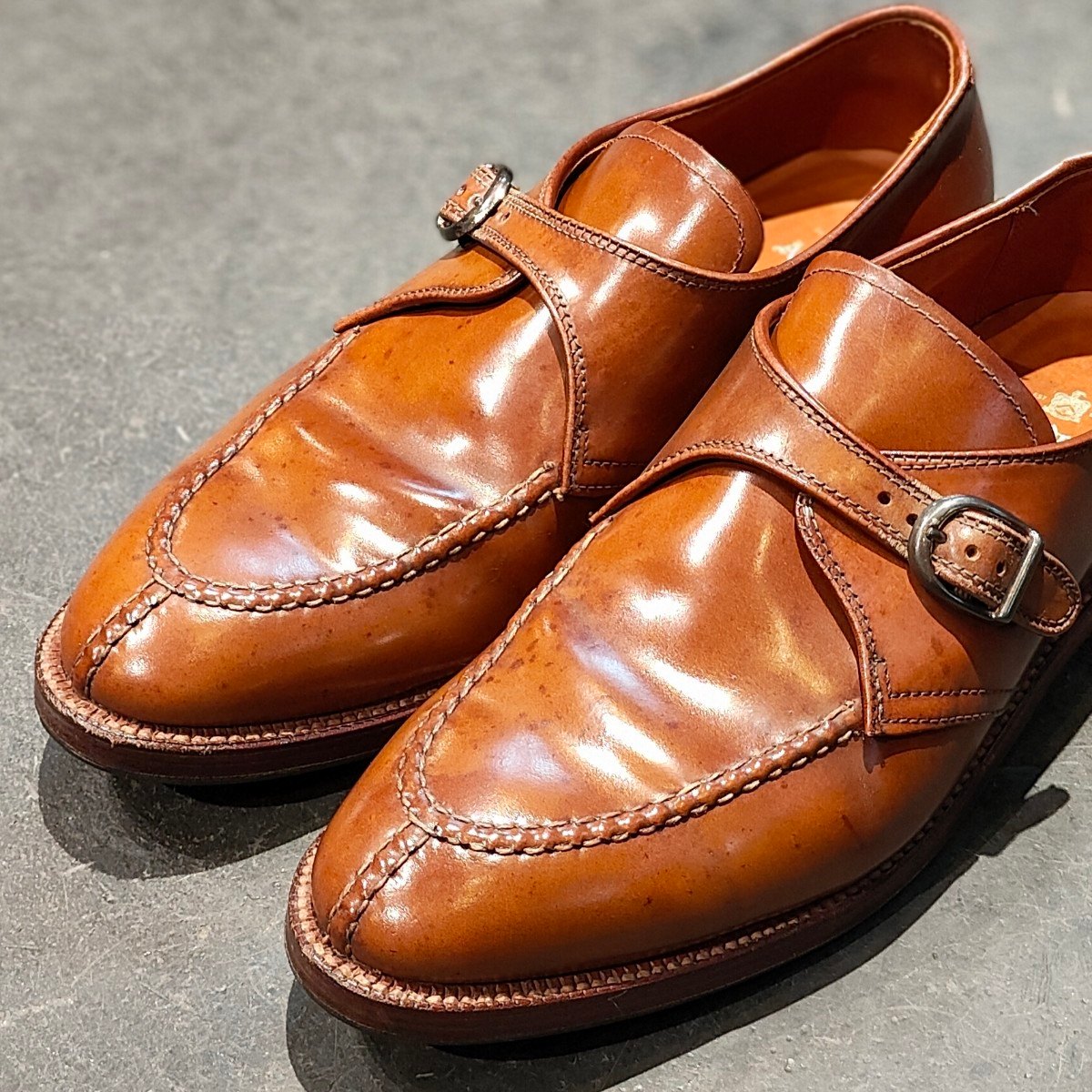 希少 【ALDEN】オールデン レザーソウル別注 1124 NST シングルモンク コードバン ウイスキー サイズUS9.5D アバディーンラスト