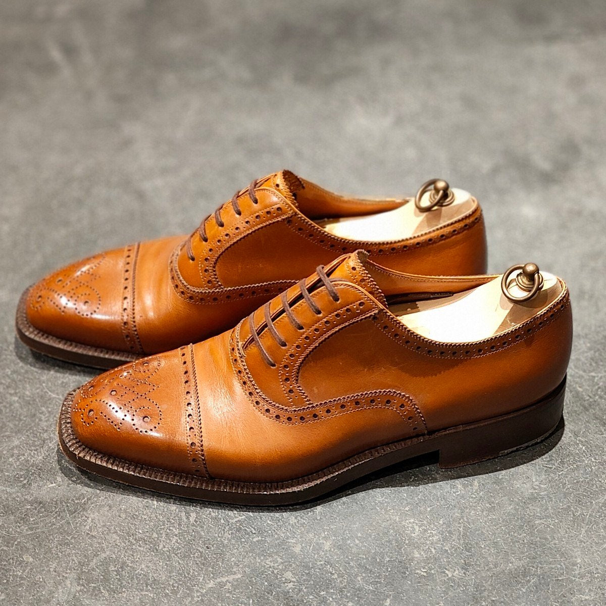 希少 美品【Stefano Bemer】ステファノベーメル セミブローグ カーフ ブラウン サイズ40