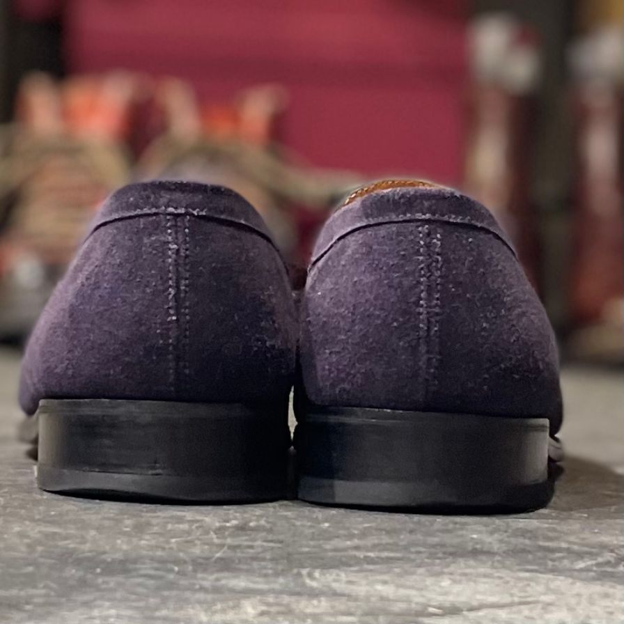 極美品【J.M.WESTON】ジェイエムウエストン 180 シグニチャーローファー スエード ネイビー サイズ UK7C 41ラスト 参考定価¥151,800-