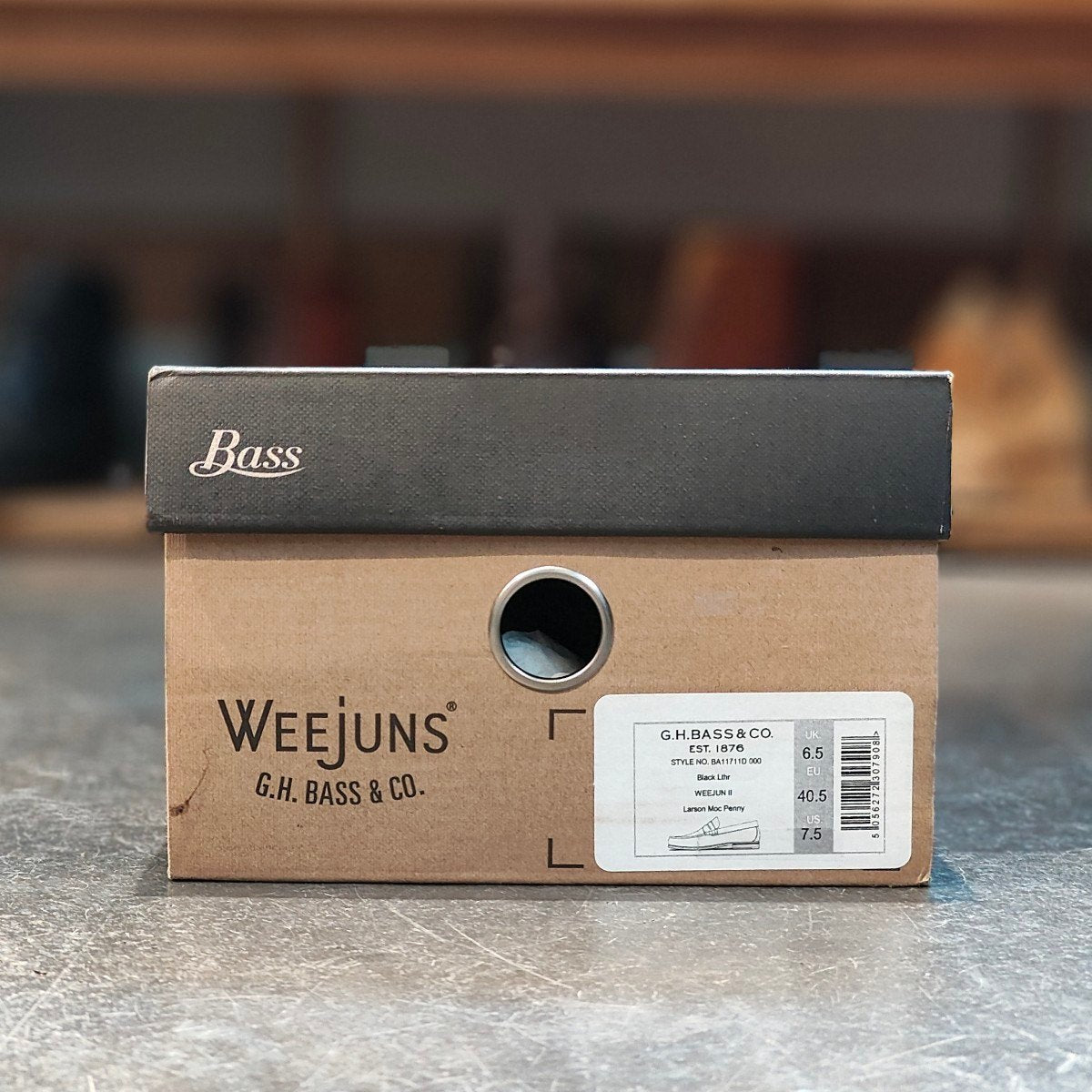 新品未使用 【G.H.Bass&Co.】ジーエイチバス 11711D ラーソン ローファー カーフ クロコ型押し ブラック サイズ US7.5 定価¥29,700-