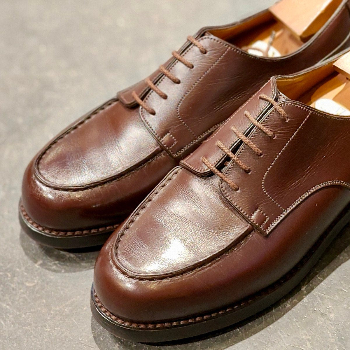 使用数回 【J.M.WESTON】ジェイエムウエストン 641 ゴルフ Uチップ ソフトカーフ ダークブラウン サイズUK7.5D 31ラスト 参考定価¥176,000-