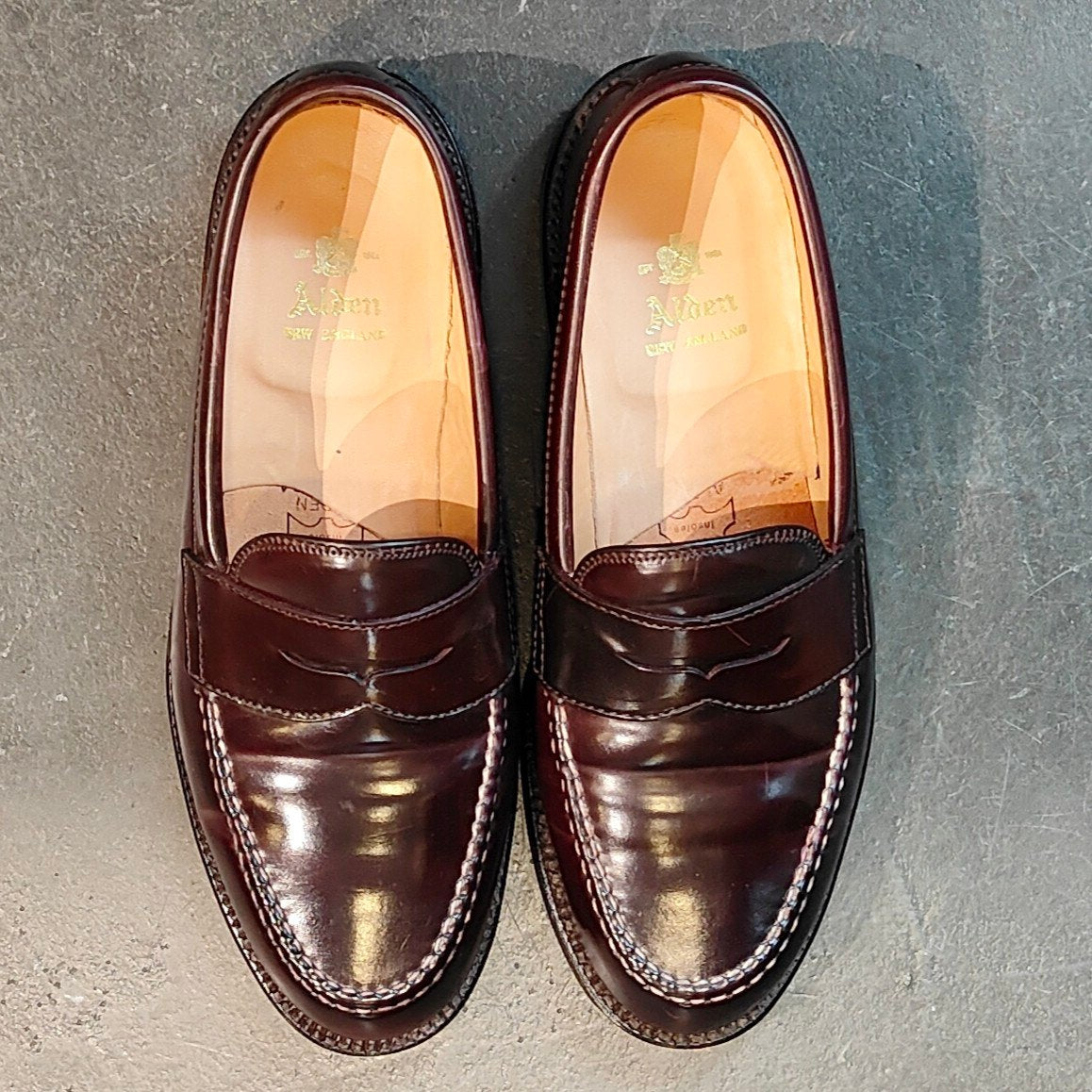 極美品【ALDEN】オールデン 99162 ペニーローファー コードバン ダークバーガンディ サイズ US7D バンラスト 定価¥215,600-