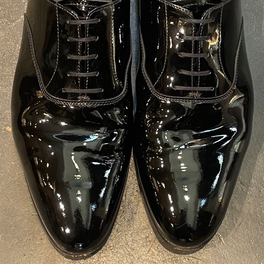 【CROCKETT&JONES】クロケット&ジョーンズ チャーム プレーントゥ パテントレザー ブラック サイズ UK8E 341ラスト