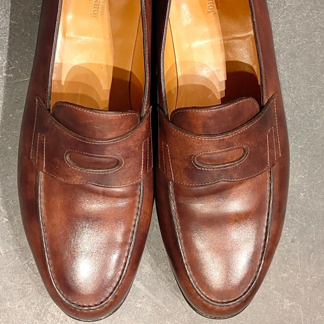 希少 使用数回 【JOHN LOBB】ジョンロブ 旧ロゴ ロペス ローファー ミュージアムカーフ ダークブラウン サイズ UK8.5E 4395ラスト 参考定価¥269,500-