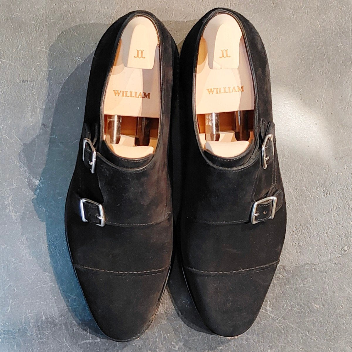 使用数回 【JOHN LOBB】ジョンロブ ウィリアム ダブルモンク スエード サイズ UK5.5E 9795ラスト 定価¥237,600-