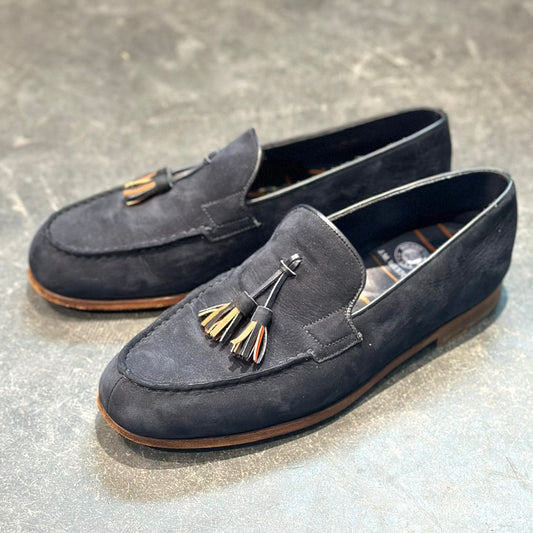 美品 【J.M.WESTON】ジェイエムウエストン タッセルローファー 286 ル・モック パンピーユ  ネイビー スエード サイズUK5.5D