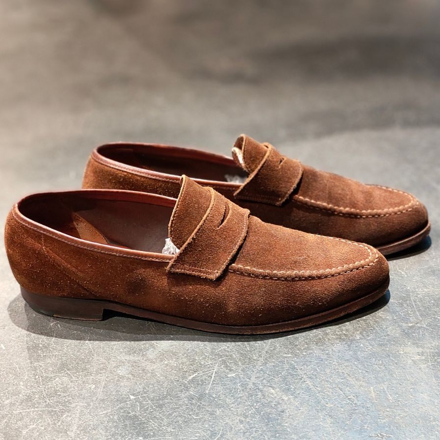 【CROCKETT&JONES】クロケットジョーンズ×BEAMSF アンラインドローファー スエード ブラウン サイズUK9