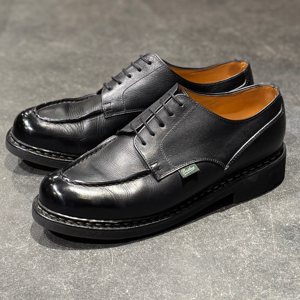 【Paraboot】パラブーツ レザーシューズ シャンボード Uチップ リスレザー ブラック サイズUK9.5 参考定価¥99,000-