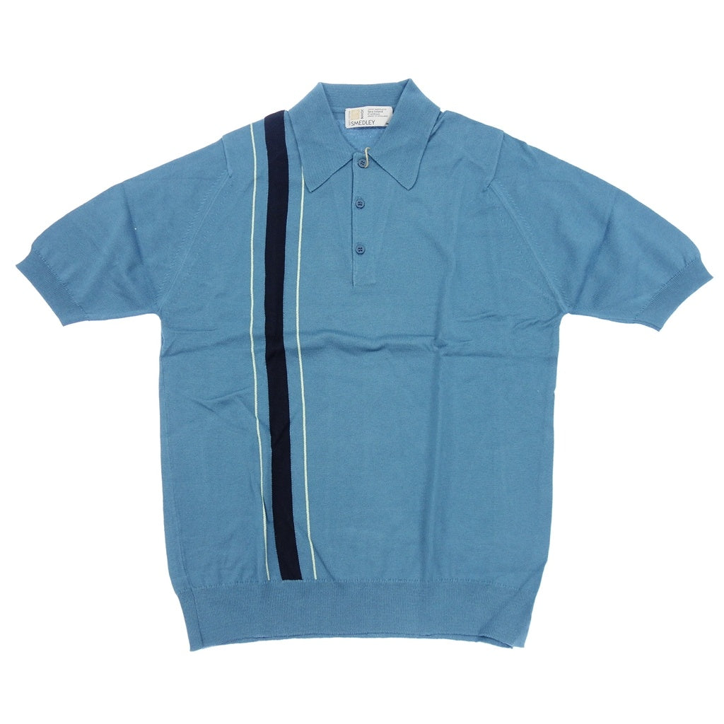 【JOHN SMEDLEY】ジョンスメドレー 90年代 シーアイランドコットン ニットポロ デッドストック ブルー サイズ S DEADSTOCK