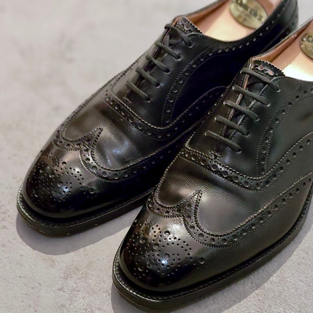 希少 【Church's】チャーチ チェットウインド 3都市 ウイングチップ カーフ ブラック サイズ UK65F 73ラスト 参考定価定価¥181,500-
