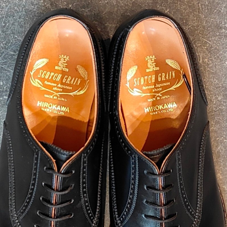 使用数回 【SCOTCH GRAIN】スコッチグレイン 3520 アシュランス セミブローグ カーフ ブラック サイズ 26.0EEE 参考定価¥39,600-