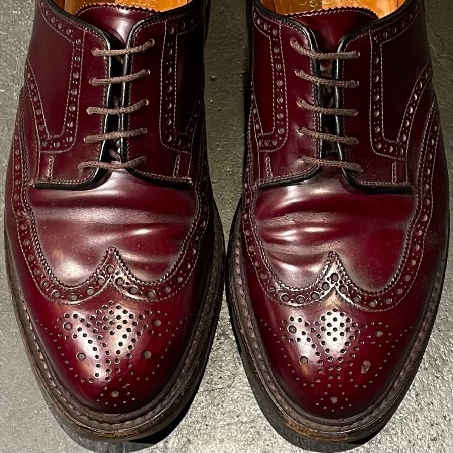 【CROCKETT&JONES】クロケット&ジョーンズ ペンブローク フルブローグ ガラスレザー バーガンディ サイズ UK6E
