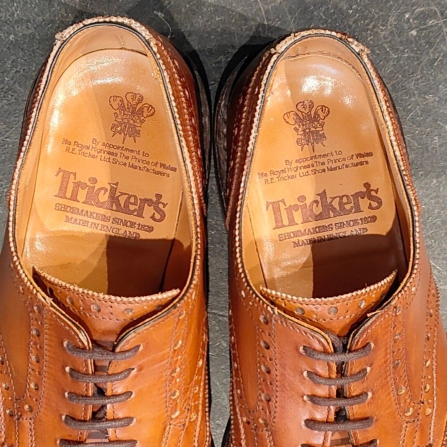 【Tricker’s】トリッカーズ ニューバリー フルブローグ カーフ ブラウン サイズUK6