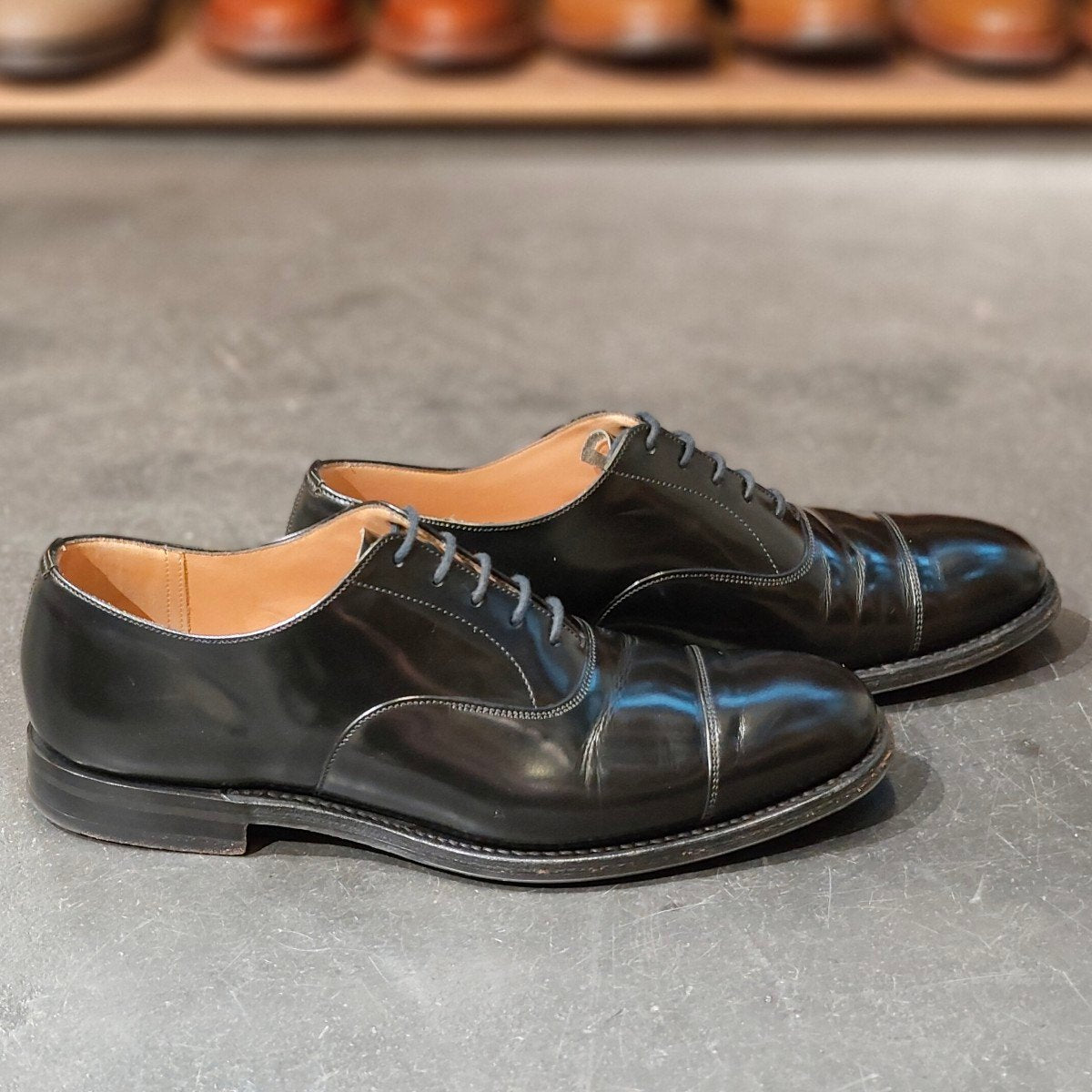 美品【Church’s】チャーチ コンサル ストレートチップ ポリッシュドバインダーカーフ ブラック サイズ 6.5F 173ラスト 定価¥176,000-