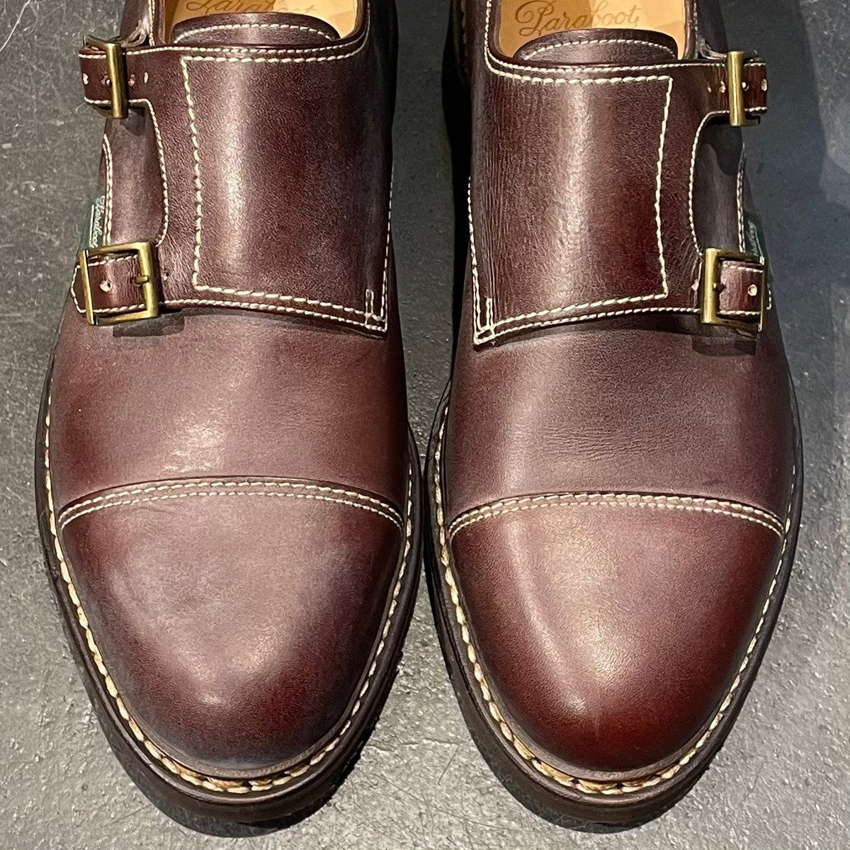 新品未使用【Paraboot】パラブーツ ダブルモンク ウィリアム カーフ マロン サイズ UK6.5 定価¥96,800-