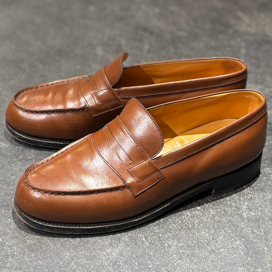 【J.M.WESTON】ジェイエムウエストン 180 シグニチャーローファー ボックスカーフ ブラウン サイズUK5.5D 41ラスト 参考定価¥156,200-