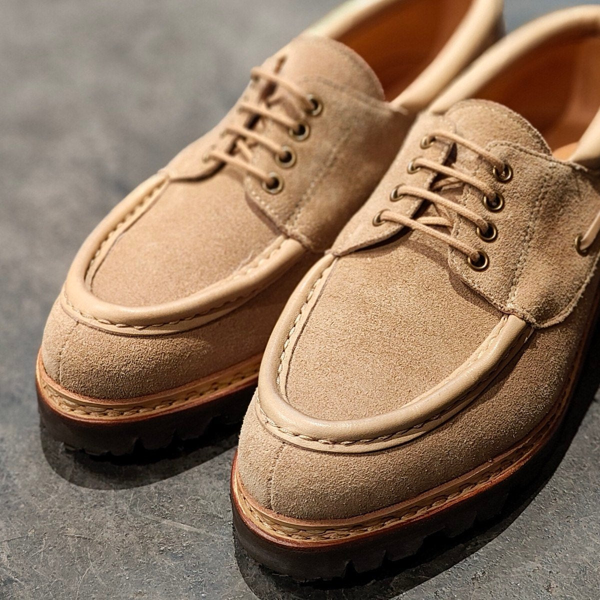 使用数回【Paraboot】パラブーツ シメイ Uチップ スエード ベージュ サイズ UK6.5 参考定価¥96,800-
