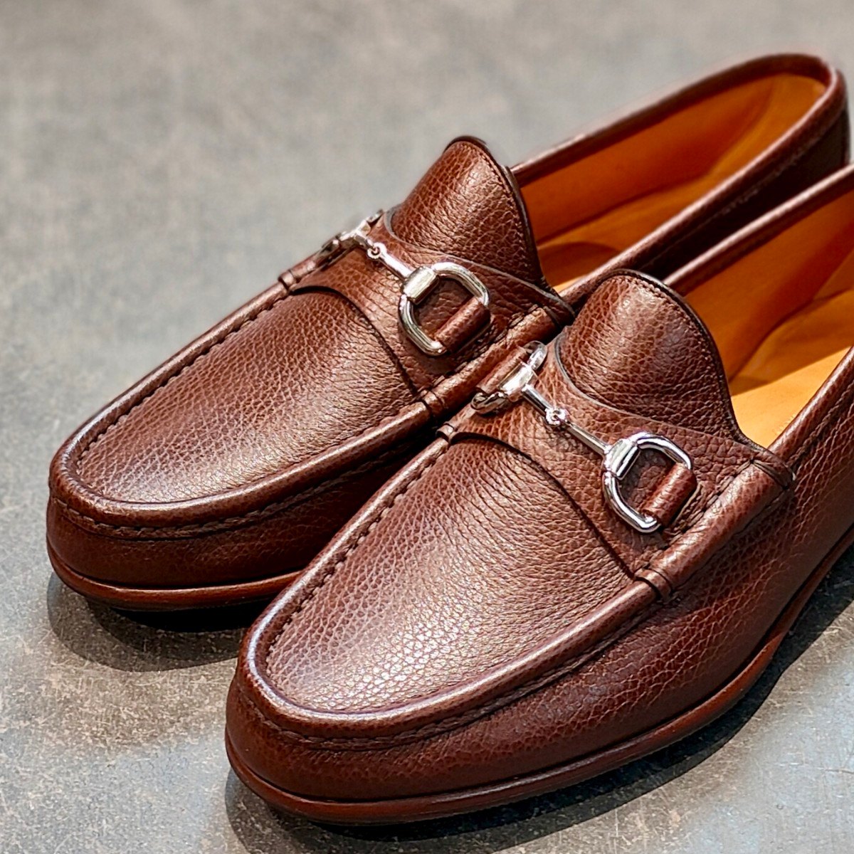 使用数回【GUCCI】グッチ 367762 ホースビットローファー グレインレザー ブラウン サイズUK4.5