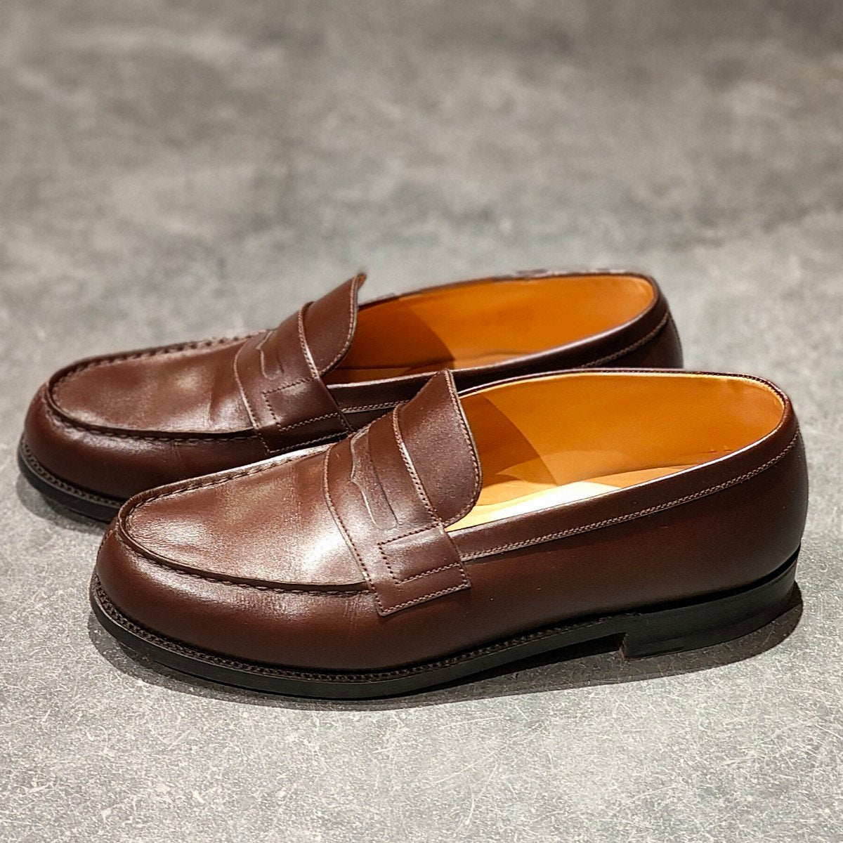 使用数回 【J.M.WESTON】ジェイエムウエストン 180 シグニチャーローファー ボックスカーフ チョコレート サイズ UK6.5D 41ラスト 参考定価¥156,200-