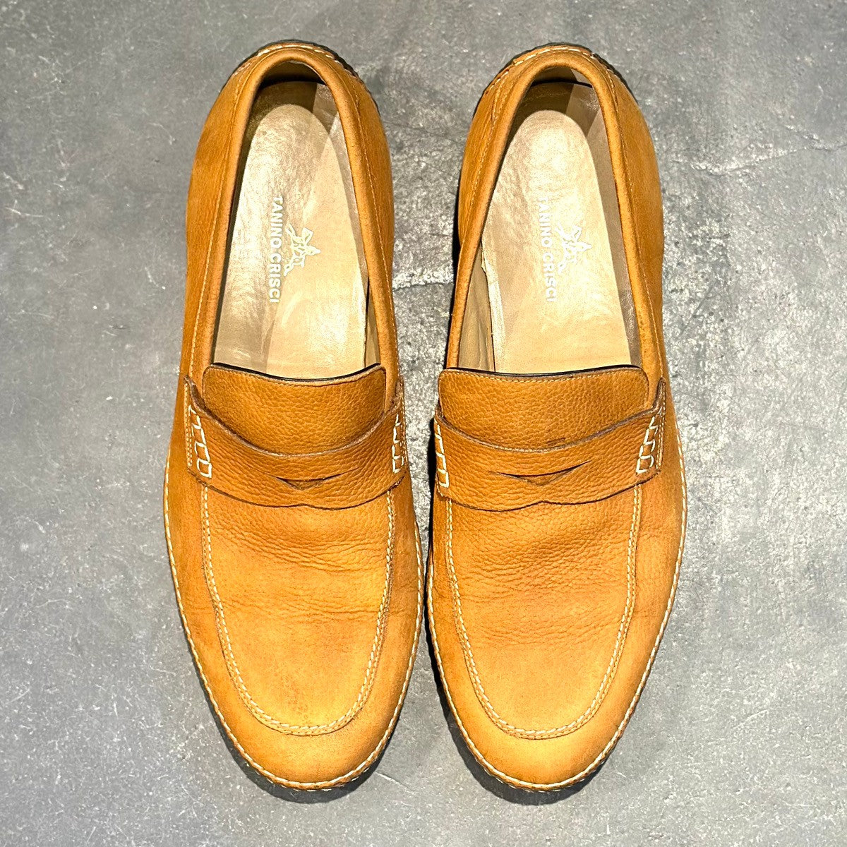 美品【TANINO CRISCI】タニノクリスチー ドライビング C 131101 鹿革 ライトブラウン サイズUK9
