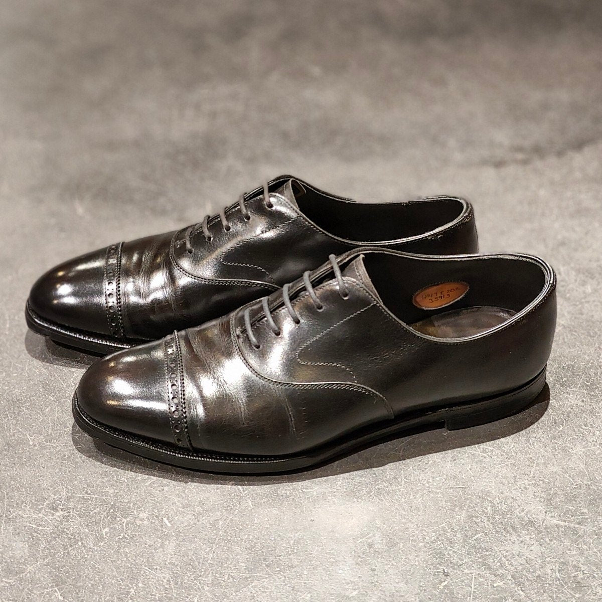 【EDWARD GREEN】エドワードグリーン バークレー パンチドキャップトゥ ブラック サイズ UK6.5E 202ラスト参考定価¥245,300-