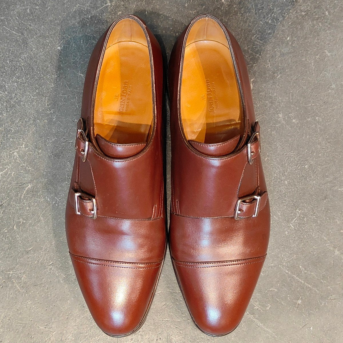 使用数回 【JOHNLOBB】ジョンロブ ウィリアム ダブルモンク カーフ ダークオーク サイズ UK6.5E 9795ラスト 参考定価¥251,900-