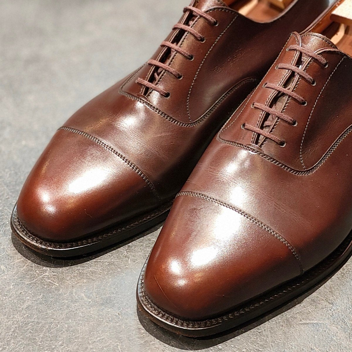 希少 極美品【J.M.WESTON】ジェイエムウエストン 300  旧旧ロゴ ストレートチップ カーフ ブラウン UK6E 11ラスト 参考定価¥165,000-