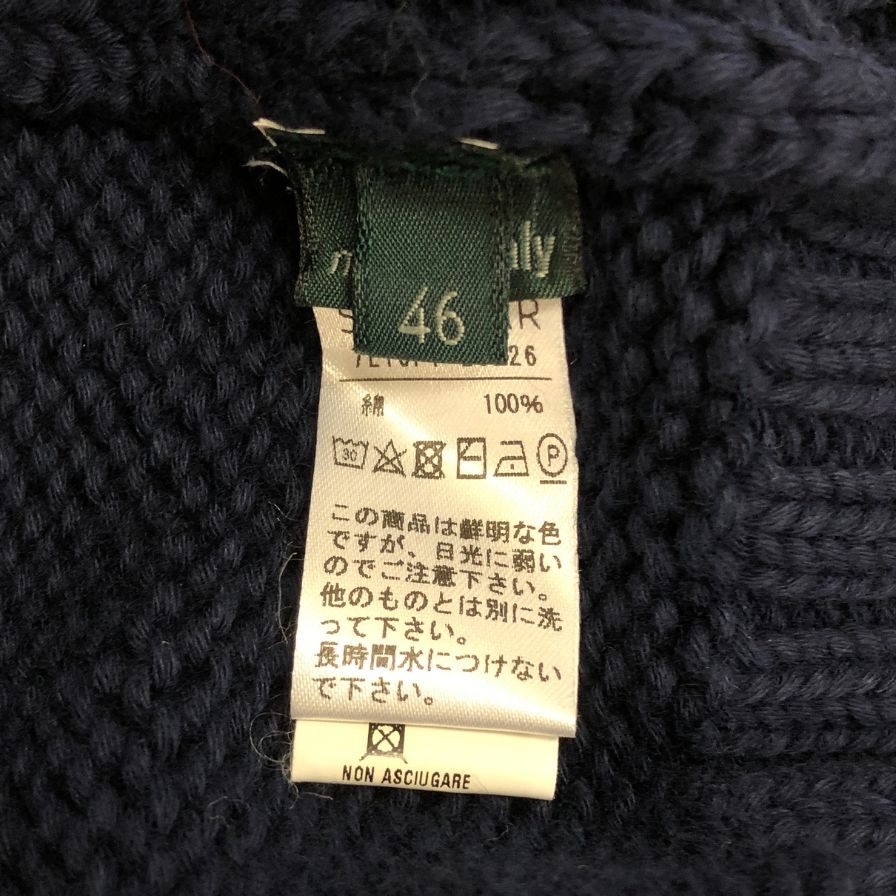 【Zanone】ザ ノーネ クルーネック コットン ニット セーター メンズ ブラック サイズ46