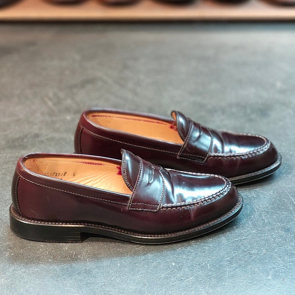 極美品【ALDEN】オールデン 99162 ペニーローファー コードバン ダークバーガンディ サイズ US7D バンラスト 定価¥215,600-