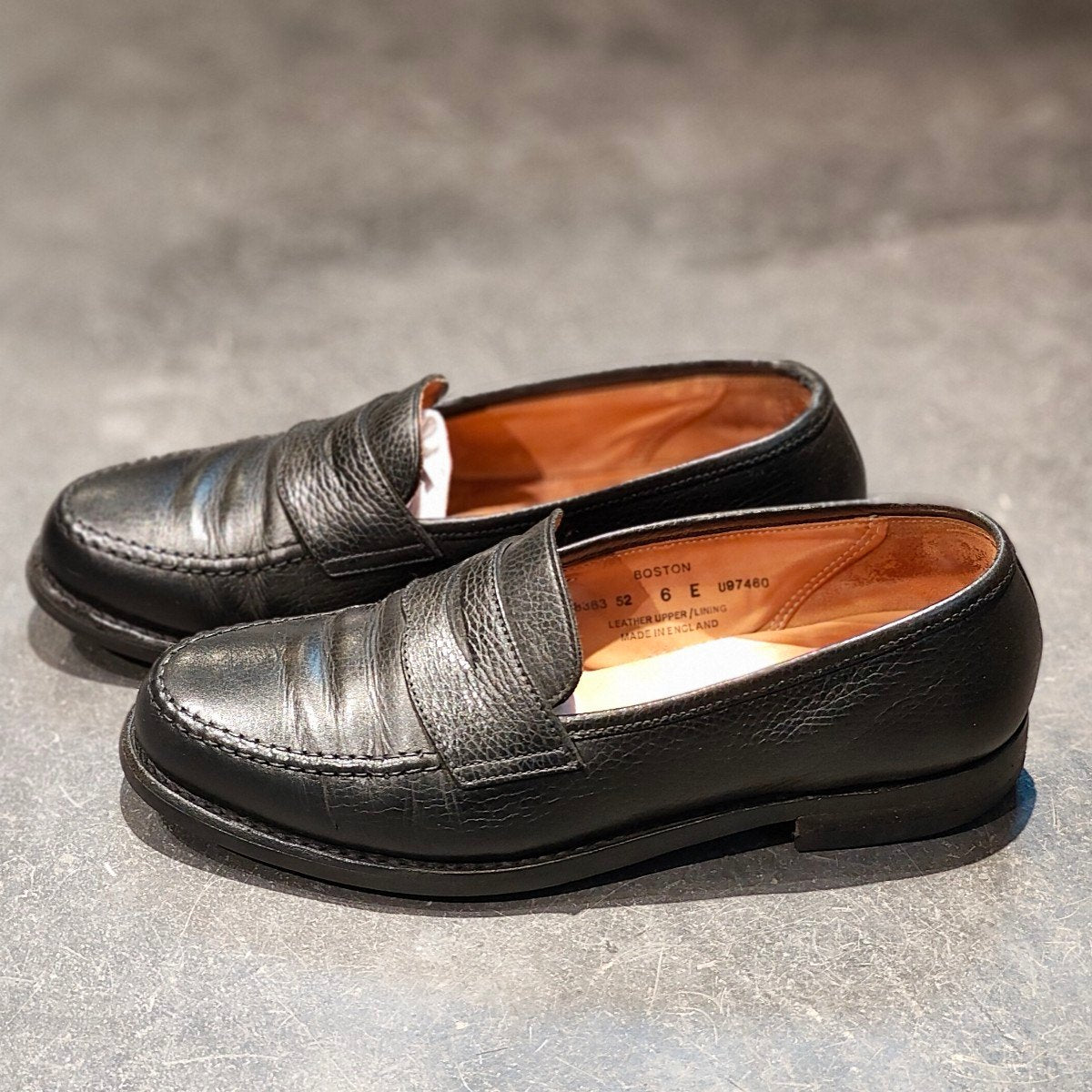美品 【Crockett&Jones】クロケット&ジョーンズ ボストン ローファー グレインレザー ブラック サイズUK6E 314ラスト