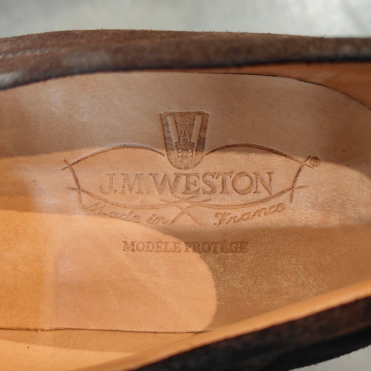 新品未使用 【J.M.WESTON】ジェイエムウエストン 旧旧ロゴ 180 シグネチャーローファー スエード ブラウン 5.5B 定価¥151,800-