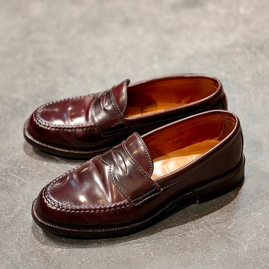 使用数回【ALDEN】オールデン 7140 ペニーローファー コードバン ダークバーガンディ サイズ US6.5D バンラスト