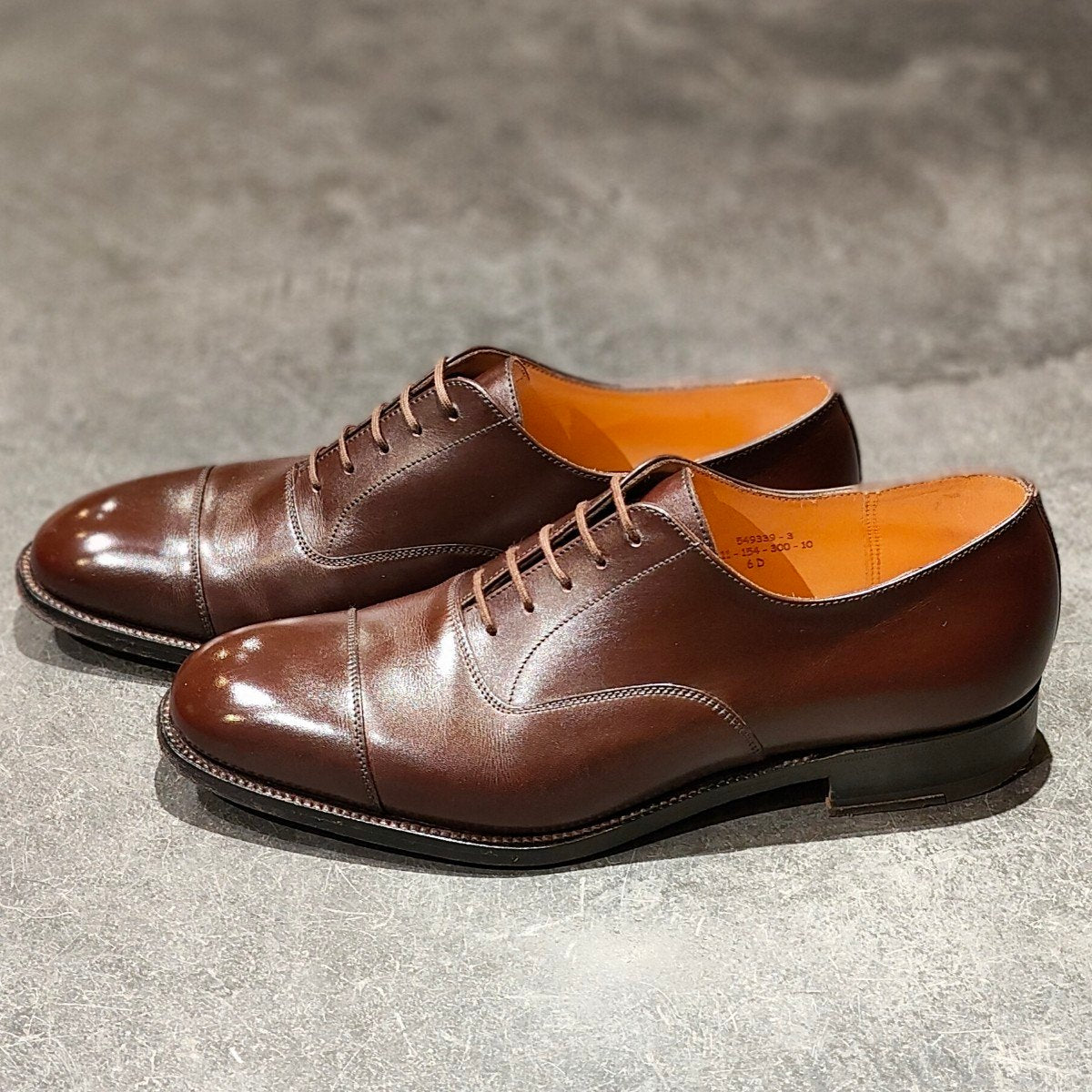 美品【J.M.WESTON】ジェイエムウエストン 300 旧ロゴ ストレートチップ カーフ チョコレート UK6D 11ラスト 参考定価¥165,000-