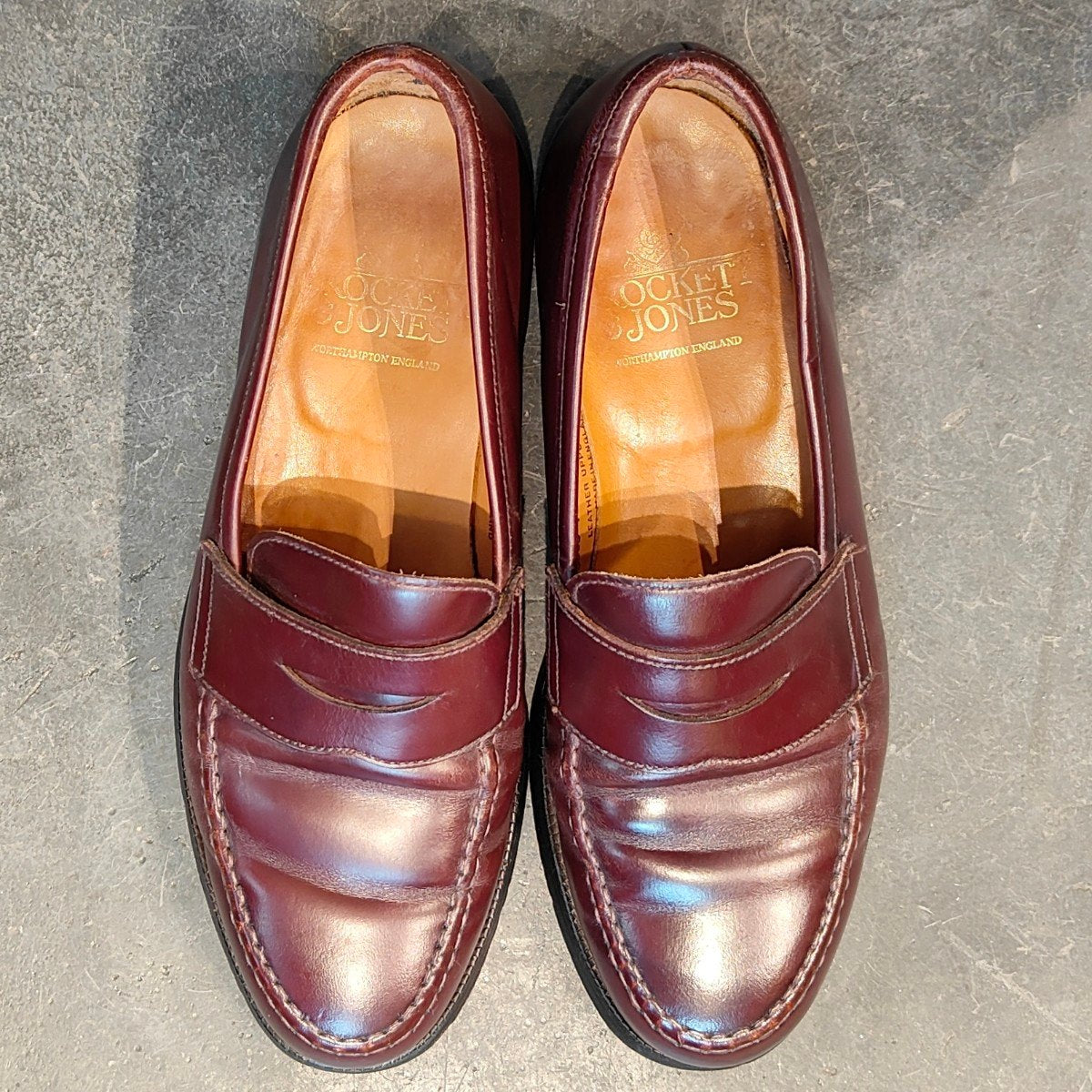 【Crockett&Jones】クロケット&ジョーンズ ボストン ローファー カーフ バーガンディ サイズUK6E 314ラスト