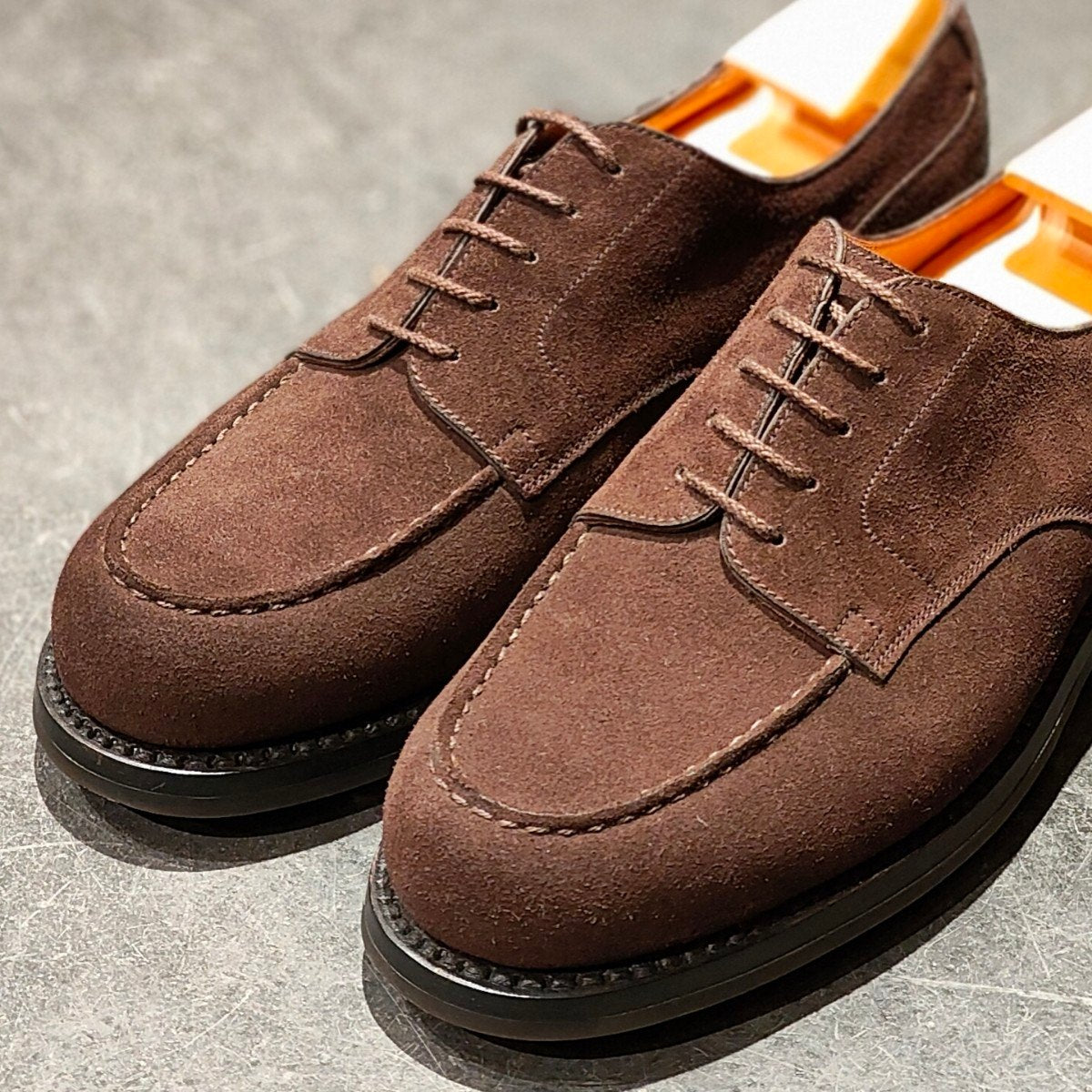 希少 使用数回【J.M.WESTON】ジェイエムウエストン 旧旧ロゴ 641 ゴルフ Uチップ スエード ブラウン サイズ UK6D 31ラスト 定価¥168,300-