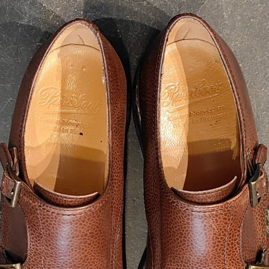 美品 【Paraboot】パラブーツ ウィリアム ダブルモンク グレインレザー ダークブラウン サイズ UK7 参考定価¥101,200-