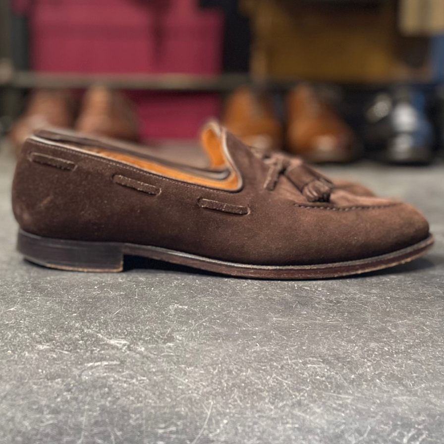 【CROCKETT&JONES】クロケット&ジョーンズ キャベンディッシ3 タッセルローファー スエード ブラウン サイズ UK8E