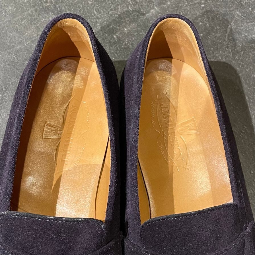 極美品【J.M.WESTON】ジェイエムウエストン 180 シグニチャーローファー スエード ネイビー サイズ UK7C 41ラスト 参考定価¥151,800-