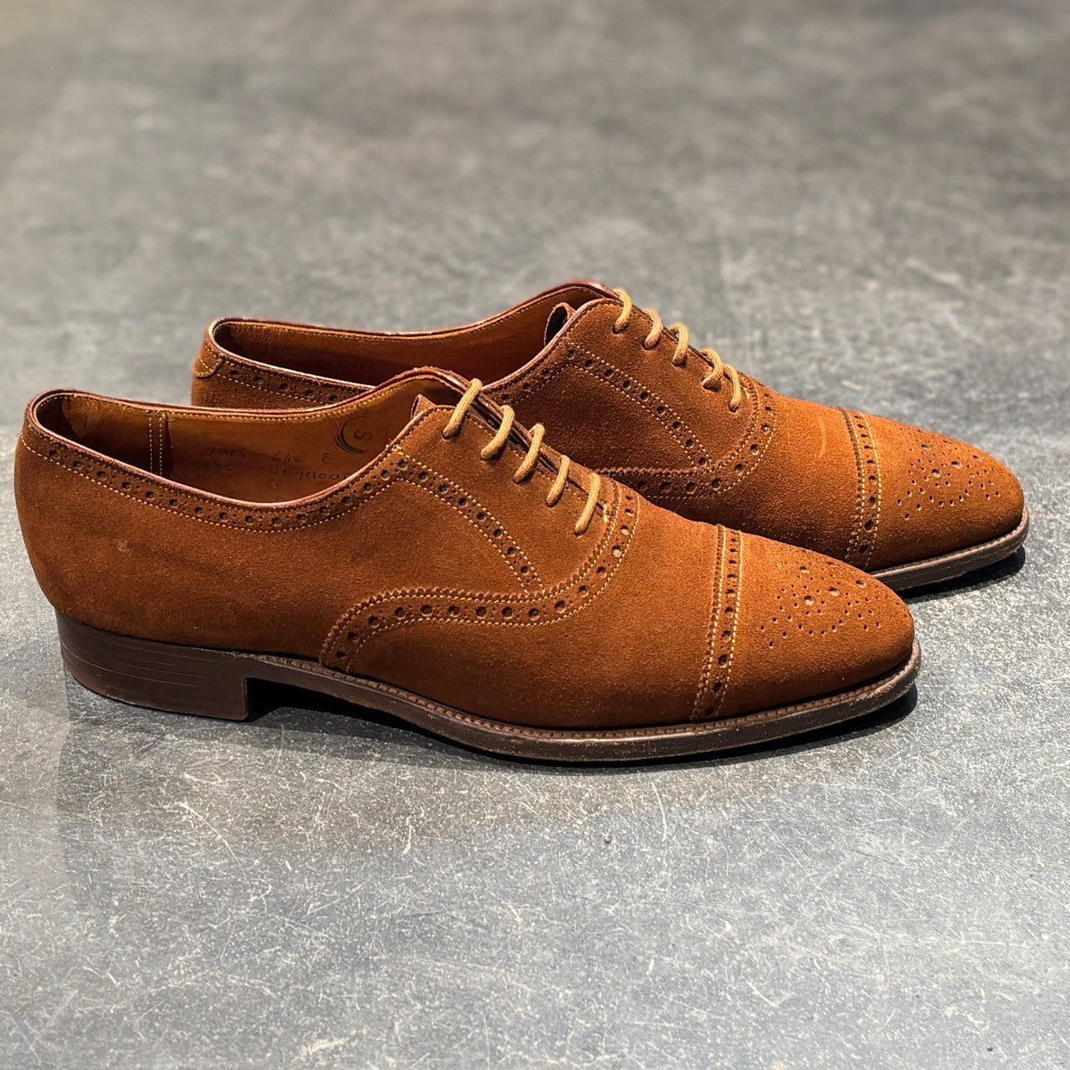【JOHN LOBB】ジョンロブ スエードシューズ セイモア パンチドキャップトゥ スエード ブラウン サイズUK6.5E 236ラスト