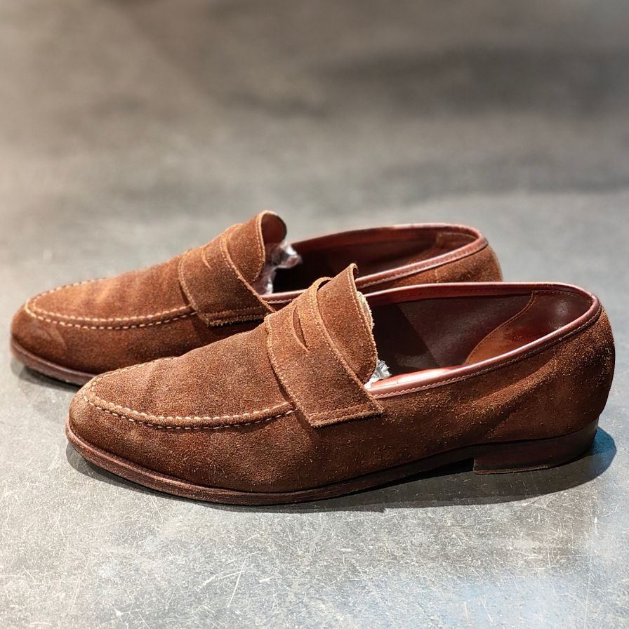 【CROCKETT&JONES】クロケットジョーンズ×BEAMSF アンラインドローファー スエード ブラウン サイズUK9