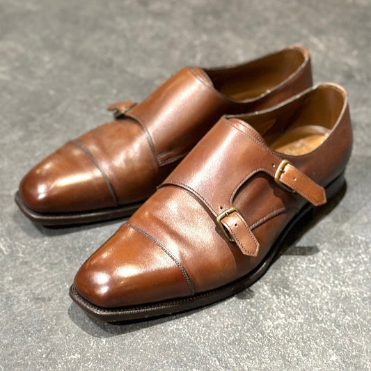 極美品【EDWARD GREEN】エドワードグリーン ウエストミンスター ダブルモンク カーフ ブラウン ダークオークアンティーク サイズUK8.5E 888ラスト