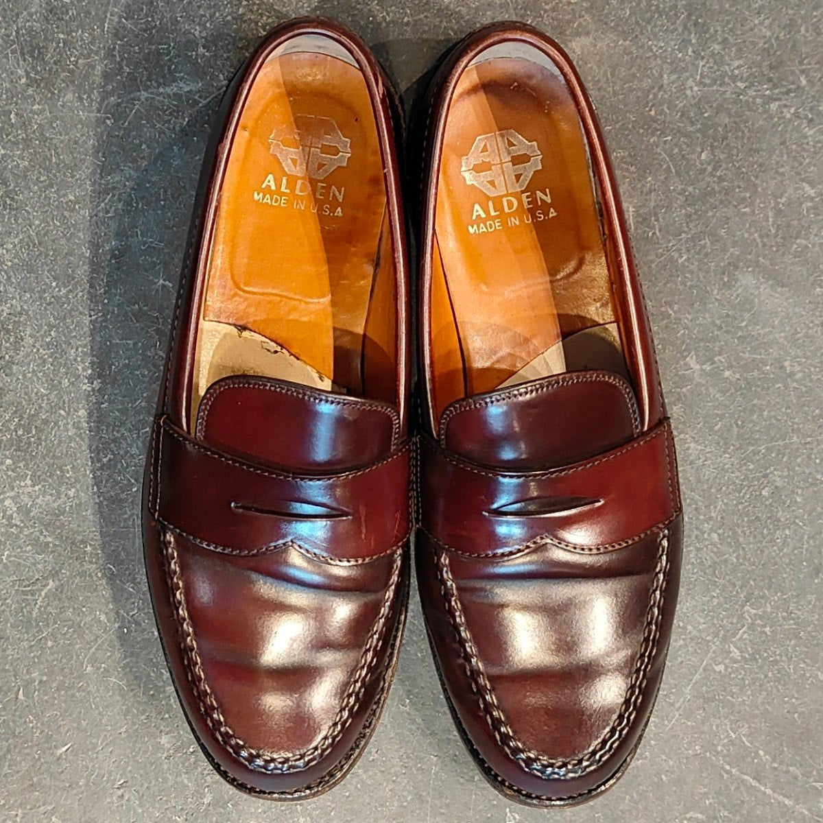 希少【ALDEN】オールデン ペニーローファー 9916 旧ロゴ コードバン ダークバーガンディ サイズUS8D バンラスト