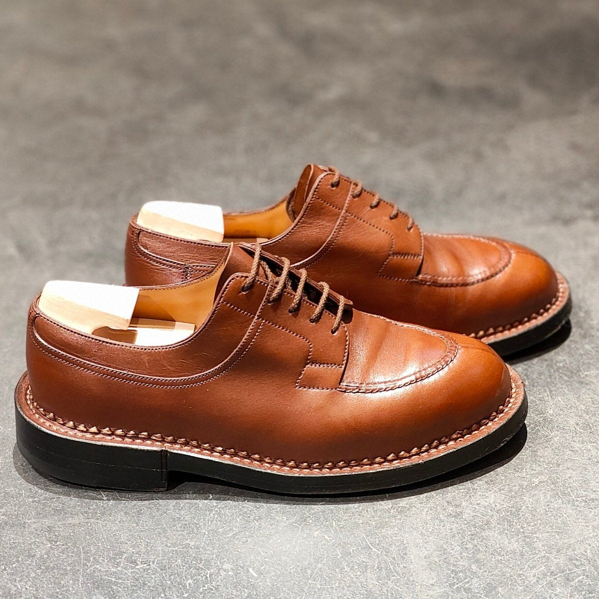 極美品-【J.M.WESTON】ジェイエムウエストン 677 ハントダービー Uチップ ロシアンカーフ タンブラウン サイズ UK6.5D 32ラスト 参考定価¥473,000-