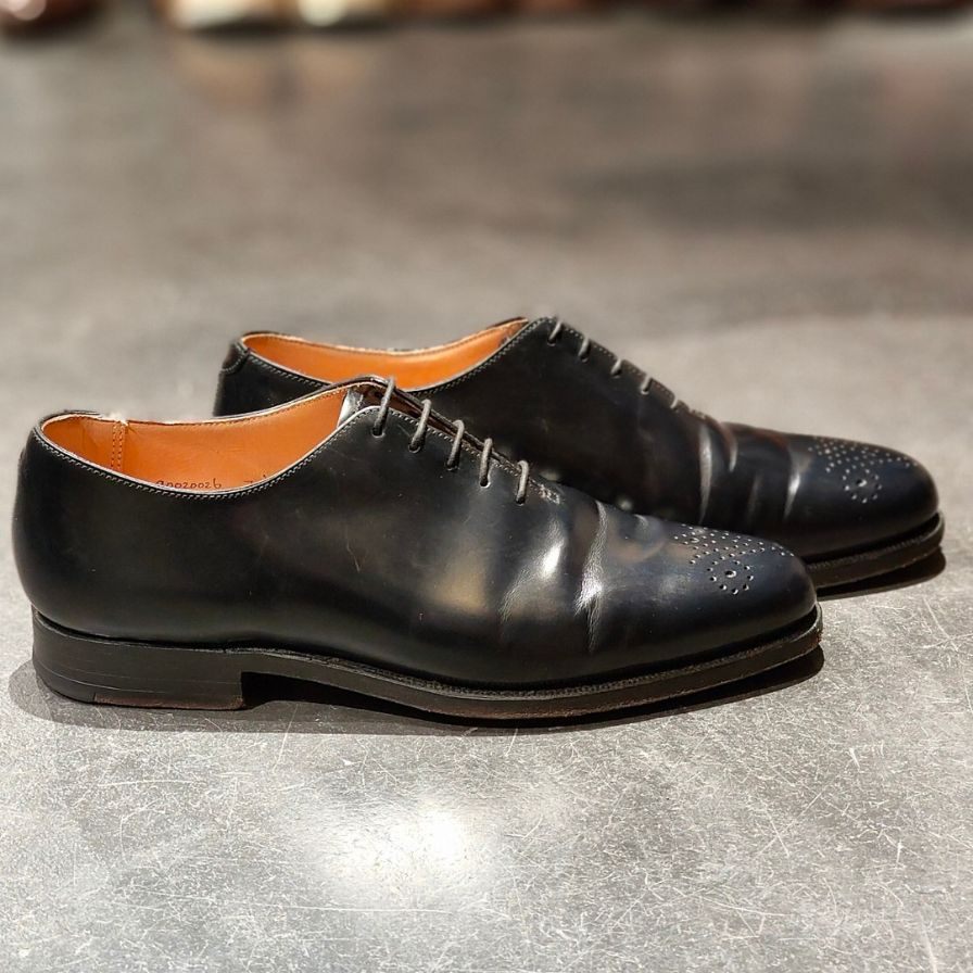 【PEAL&CO】ピール&コー ブルックスブラザーズ別注 クロケット&ジョーンズ製 ホールカット ブラック サイズUS7D
